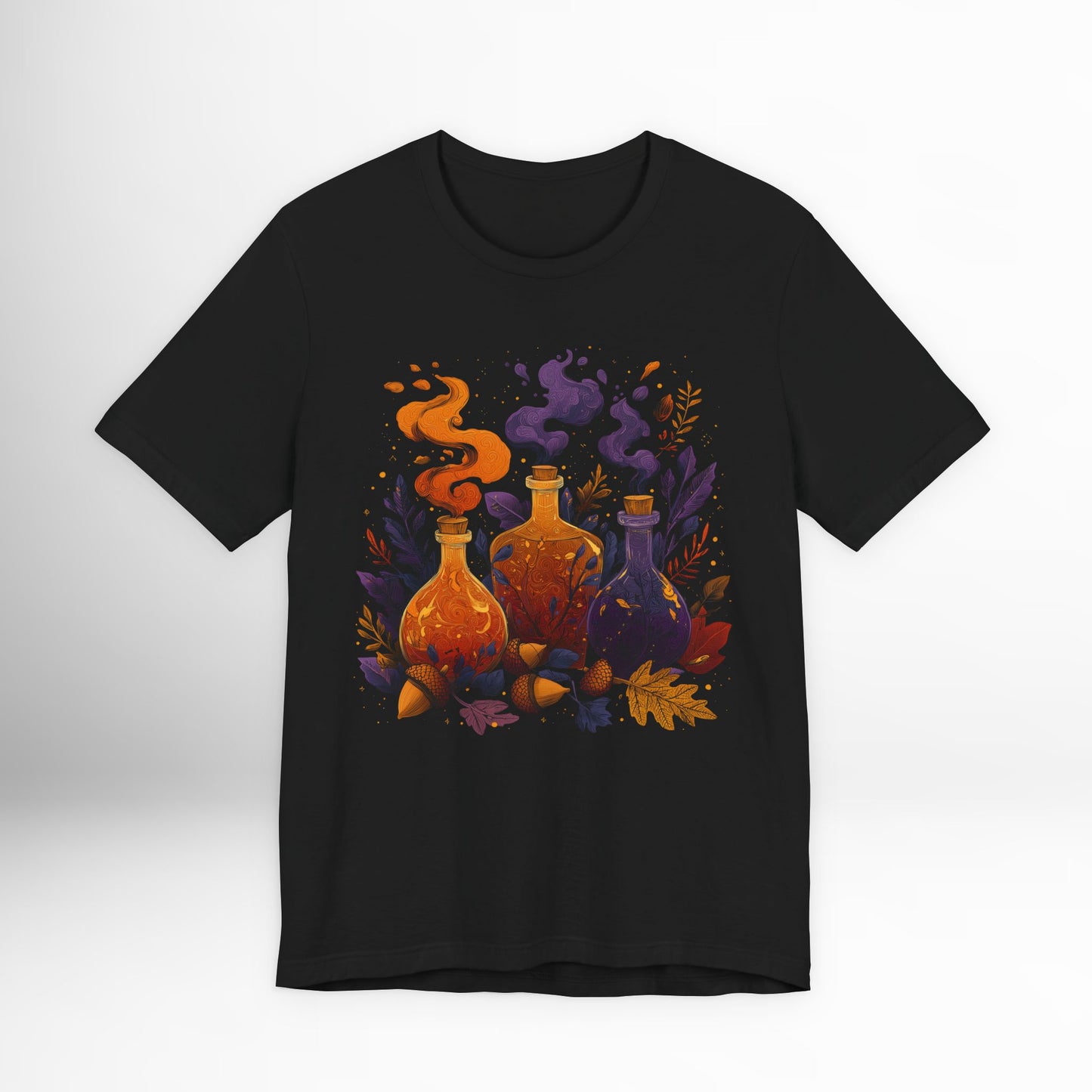 Potion Bottles T-Shirt Witchy Halloween Graphic Tee, Gothic Fall Aesthetic Shirt, Magical Alchemy Spell Bottle Design, Pagan Wiccan Clothing