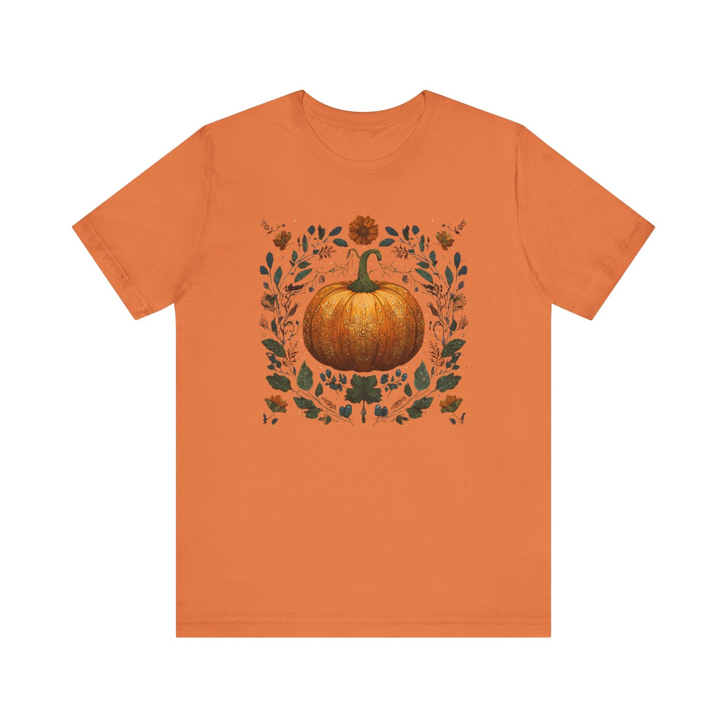 Floral Pumpkin T-Shirt  Autumn Harvest Botanical Tee, Cozy Fall Floral Pumpkin Shirt, Rustic Country Graphic Top