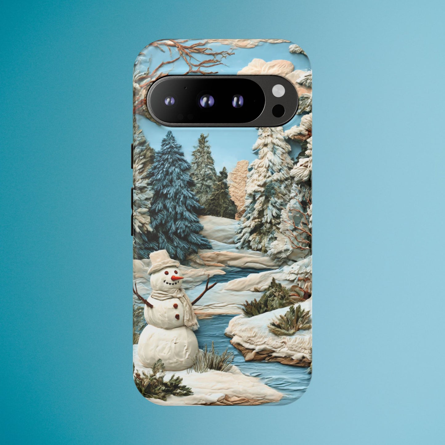 Snowman Winter Scene Phone Case Christmas Holiday Cover for iPhone Samsung Pixel