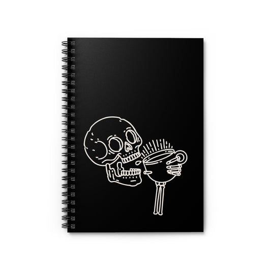 Skeleton Coffee Spiral Notebook Gothic Ruled Journal, Dark Aesthetic Writing Pad, Alternative Gift for Coffee Lovers & Spooky Stationery