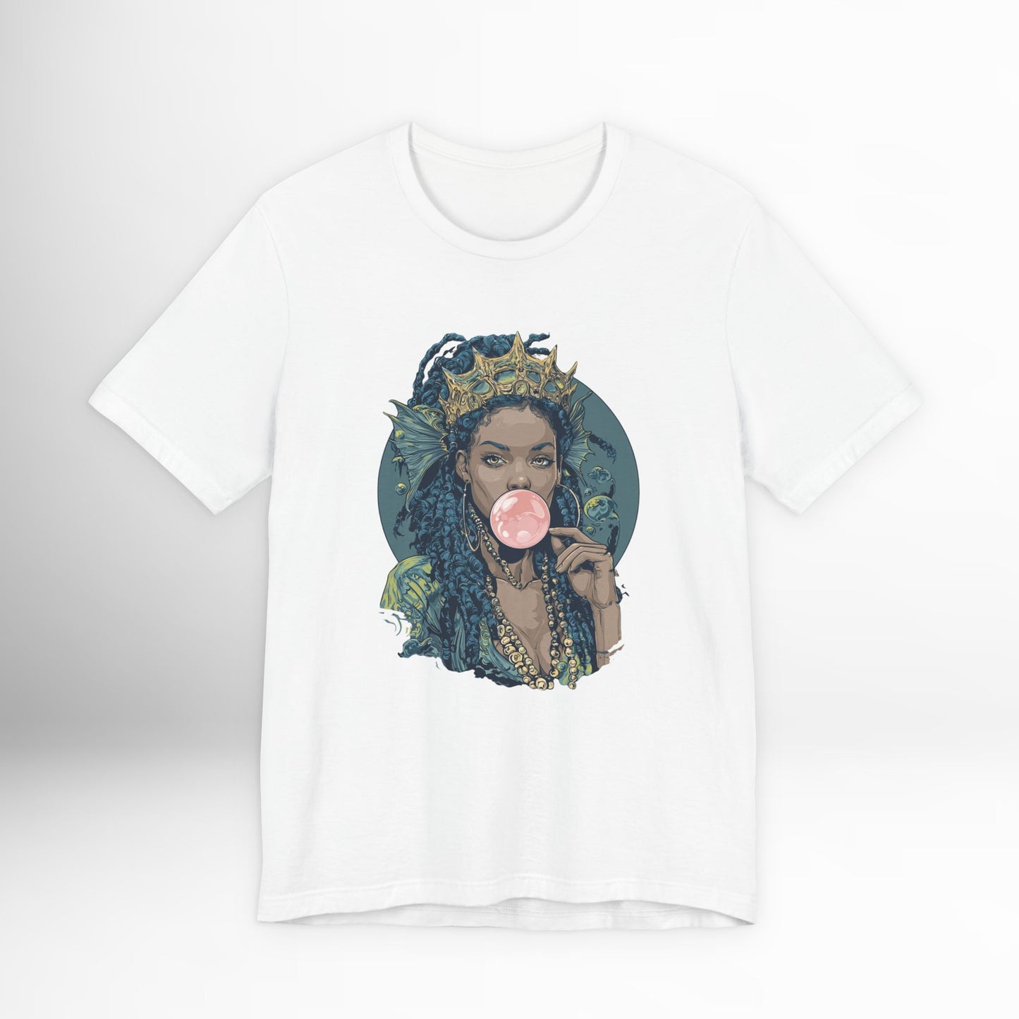 Siren Goddess Bubblegum T-Shirt | Fantasy Ocean Mythology Tee | Mermaid Crown Graphic Shirt | Unique Streetwear Top