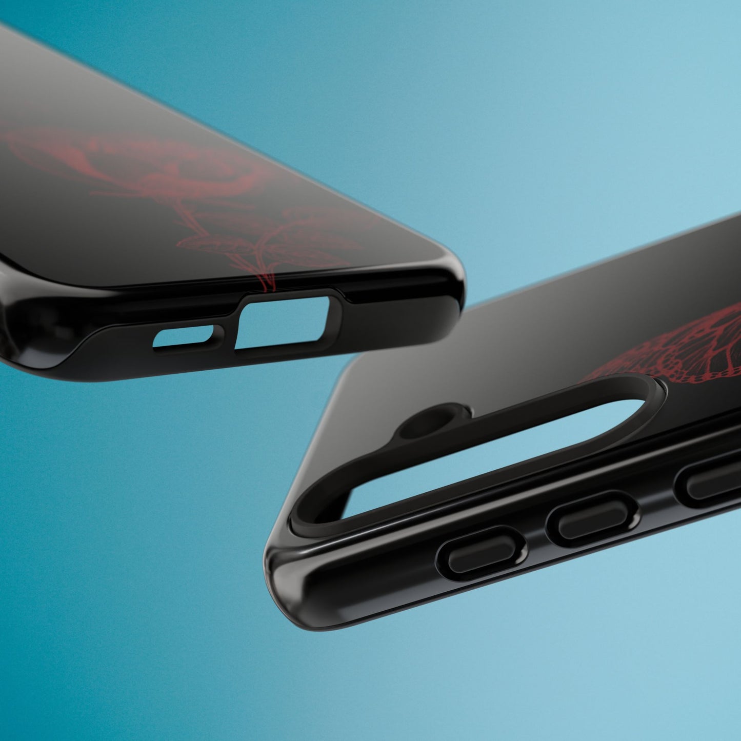 Black Rose and Butterfly Phone Case - Dark Academia Aesthetic Gothic iPhone, Galaxy and Pixel Cover