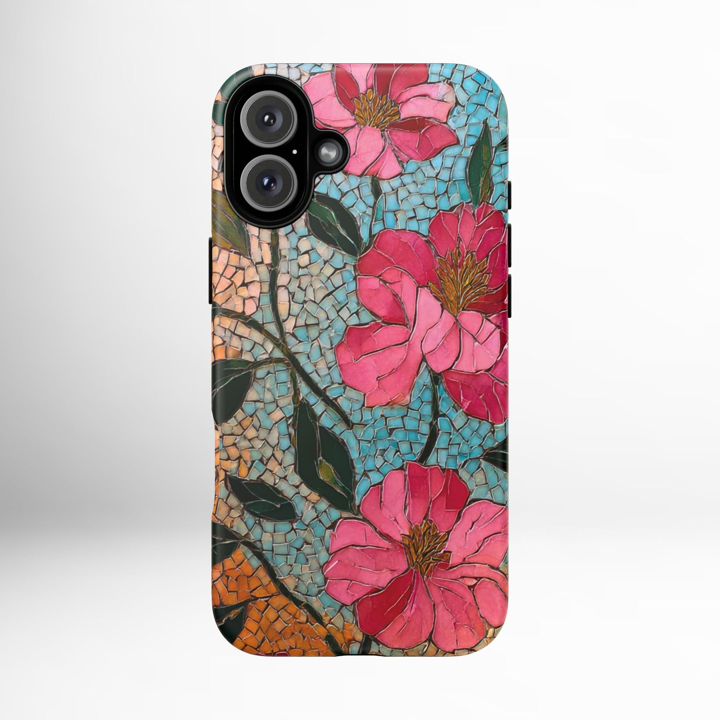 Bright Floral Mosaic Phone Case, iPhone 15 16 17 Pro Air Case, Pixel 9 Pro Cover, Samsung Galaxy 25 Pro Case