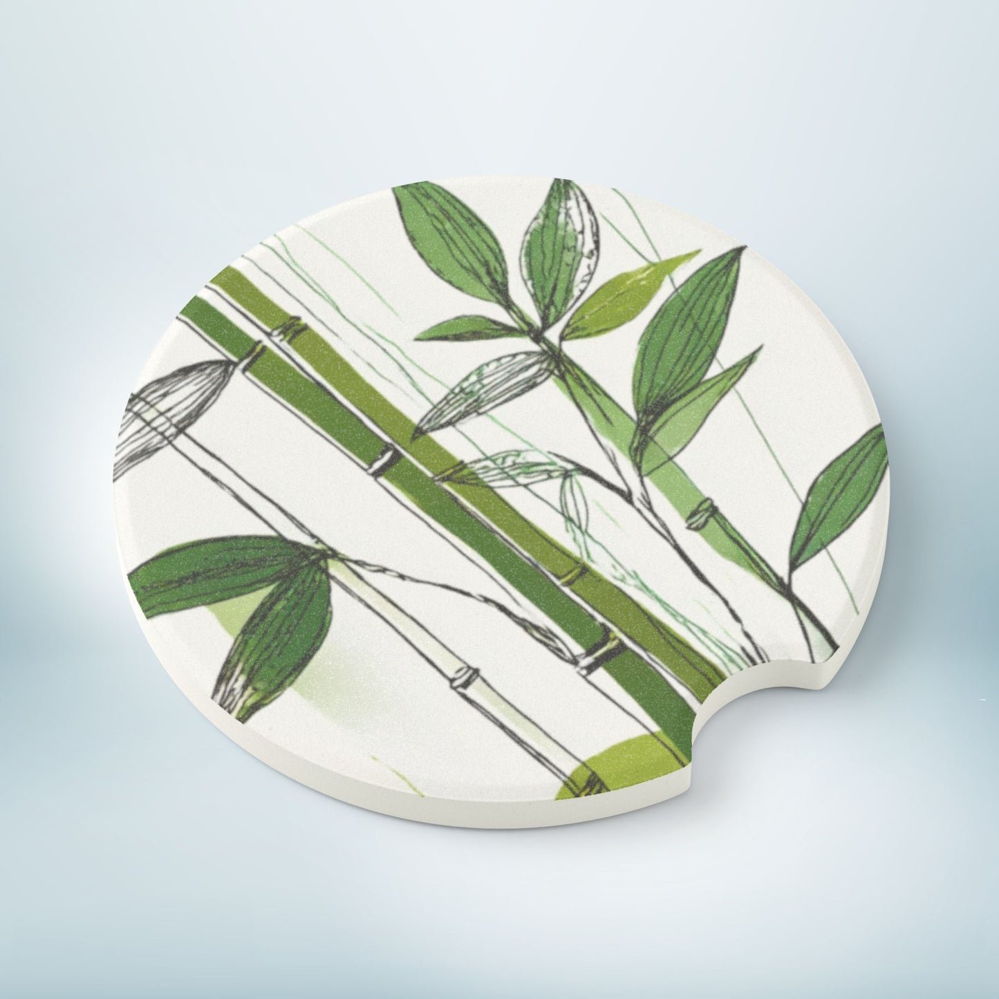 Car Coaster, Soapstone Coaster, Botanical Design, Bamboo Graphic, Minimal Nature Car Accessory, New Car Gift, Cute Interior Car Decor