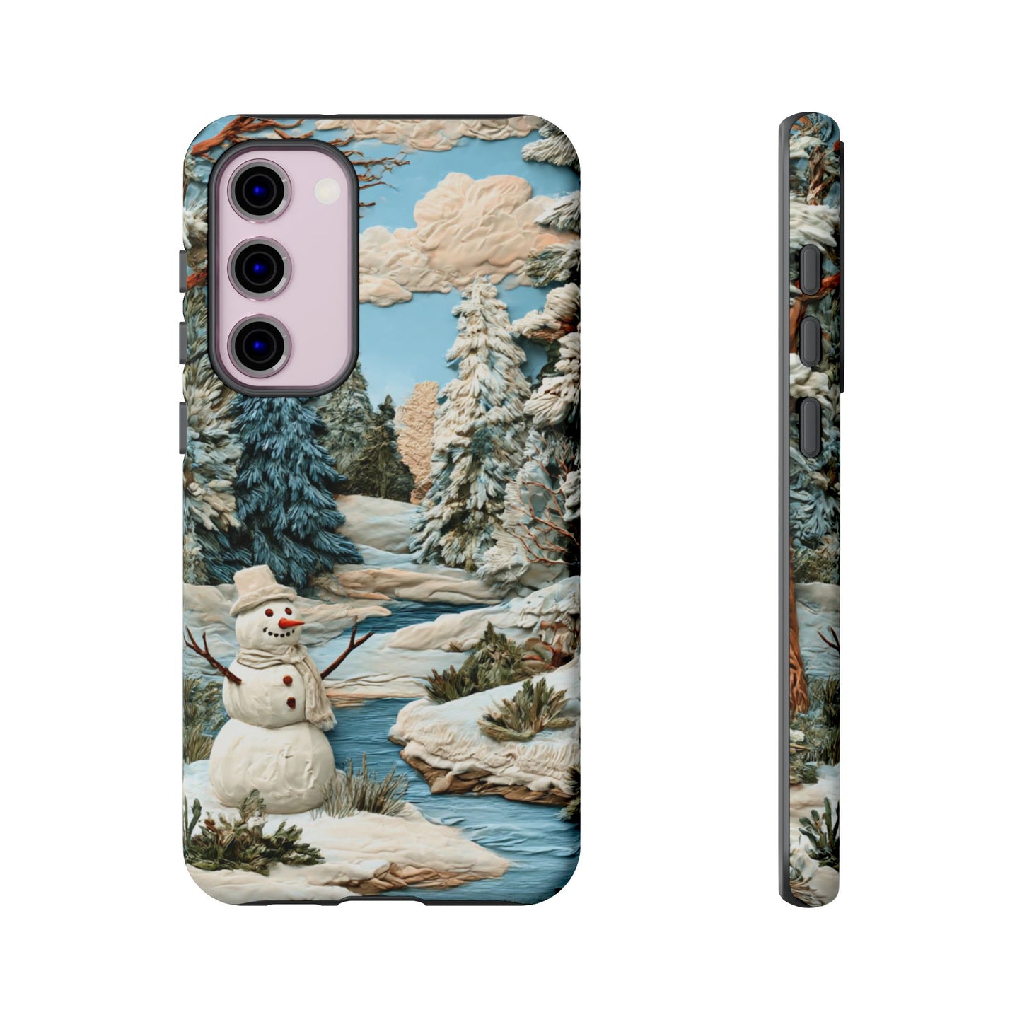 Snowman Winter Scene Phone Case Christmas Holiday Cover for iPhone Samsung Pixel