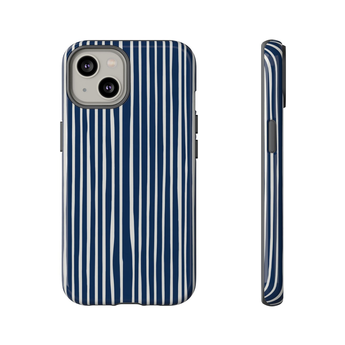 Navy Striped Phone Case | Minimalist Blue and White Stripe Design, Nautical Aesthetic Protective Cover