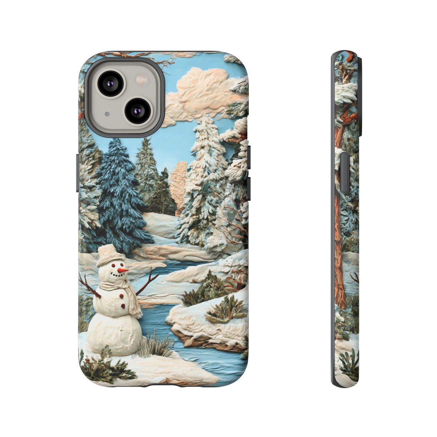 Snowman Winter Scene Phone Case Christmas Holiday Cover for iPhone Samsung Pixel
