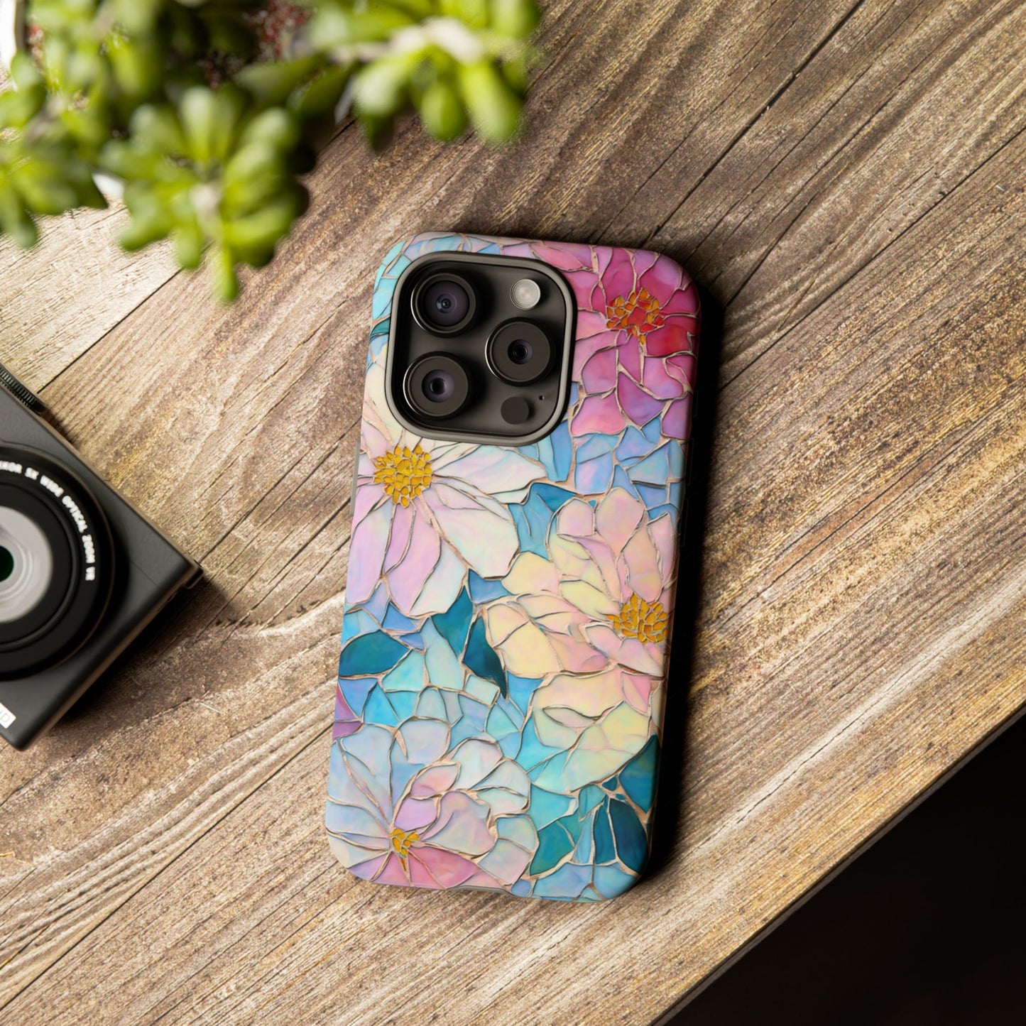 Floral Mosaic Phone Case, Colorful Flower Art Cover, Protective iPhone Samsung Pixel Case, New Phone Accessory, Gift for Friend