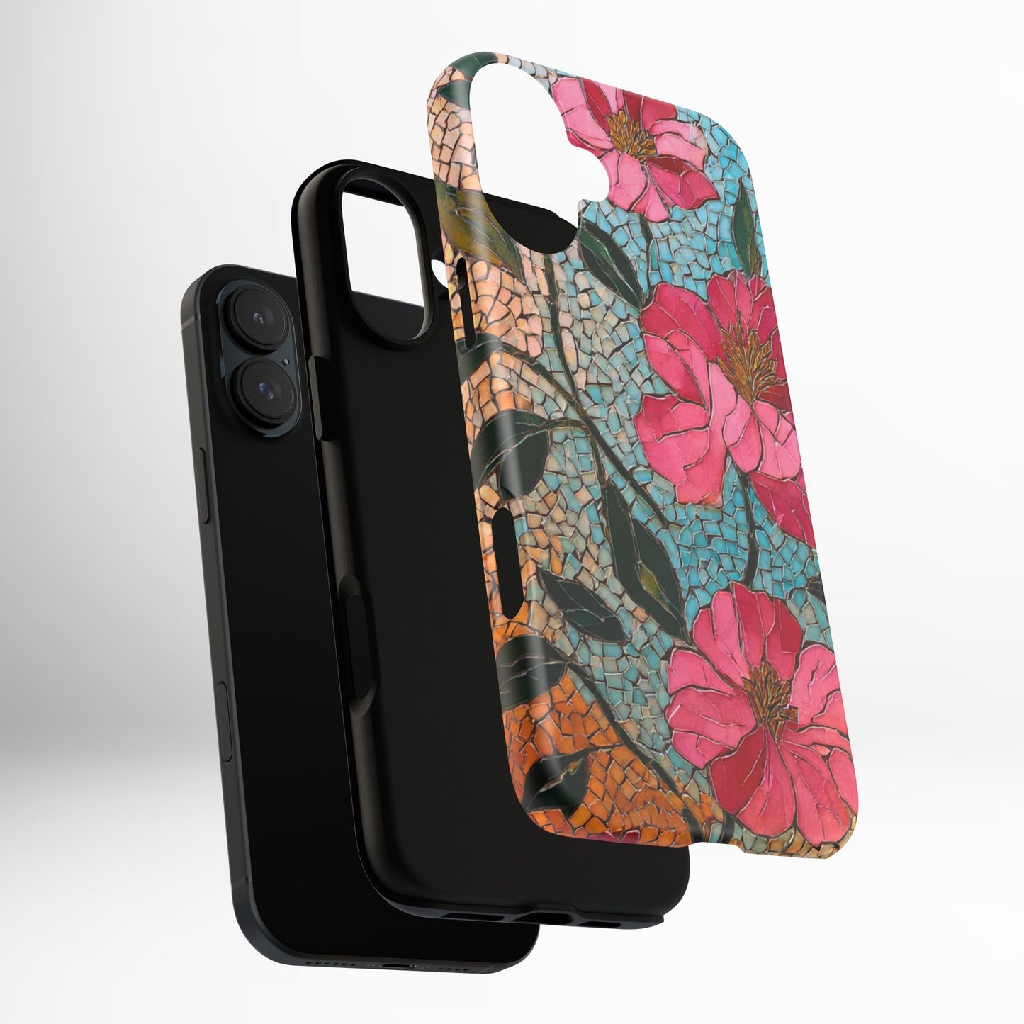 Bright Floral Mosaic Phone Case, iPhone 15 16 17 Pro Air Case, Pixel 9 Pro Cover, Samsung Galaxy 25 Pro Case