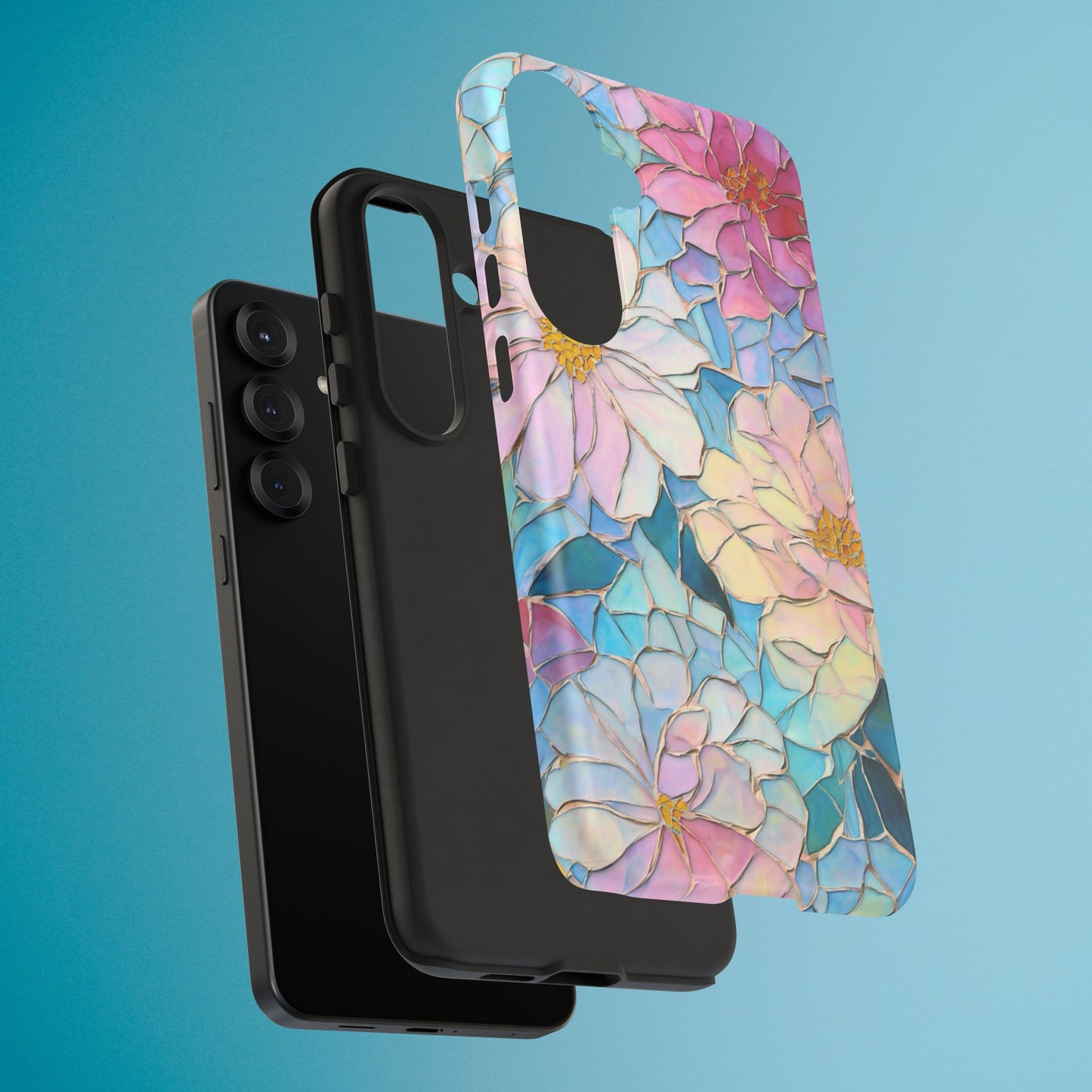 Floral Mosaic Phone Case, Colorful Flower Art Cover, Protective iPhone Samsung Pixel Case, New Phone Accessory, Gift for Friend