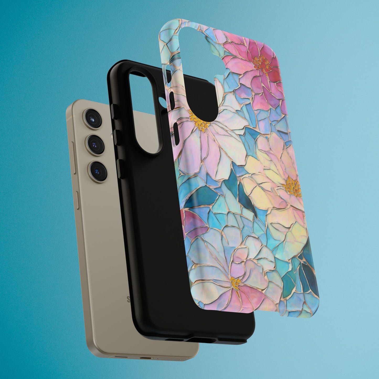 Floral Mosaic Phone Case, Colorful Flower Art Cover, Protective iPhone Samsung Pixel Case, New Phone Accessory, Gift for Friend