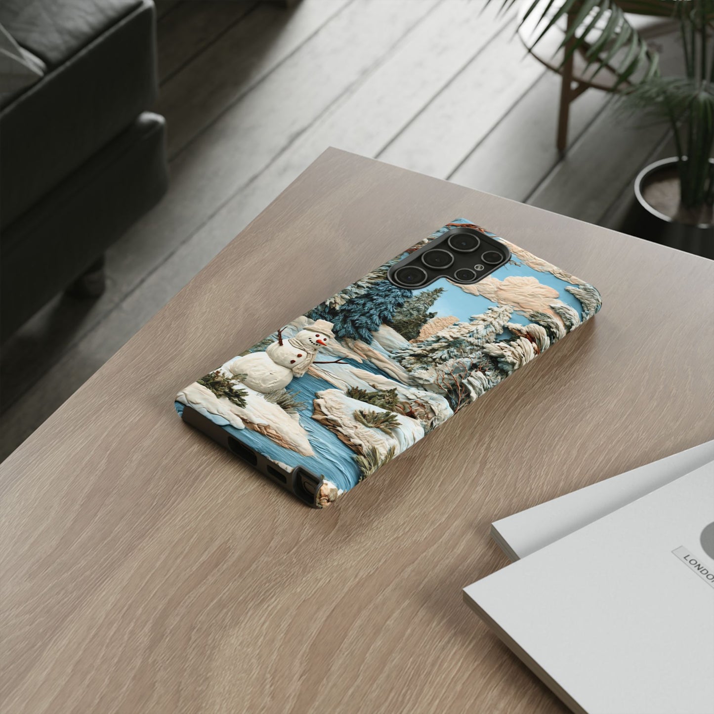 Snowman Winter Scene Phone Case Christmas Holiday Cover for iPhone Samsung Pixel