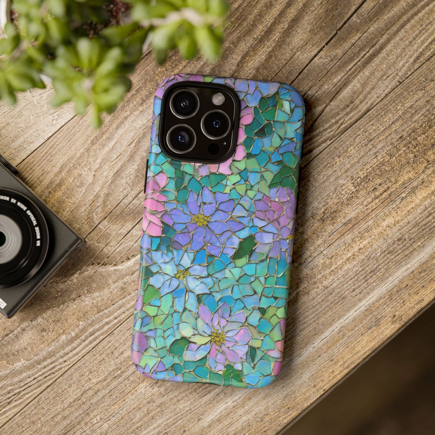 Mosaic Floral Phone Case, iPhone 17 Air Case, Pixel 9 Pro XL Cover, Samsung Galaxy 25 Plus Ultra Tough Case