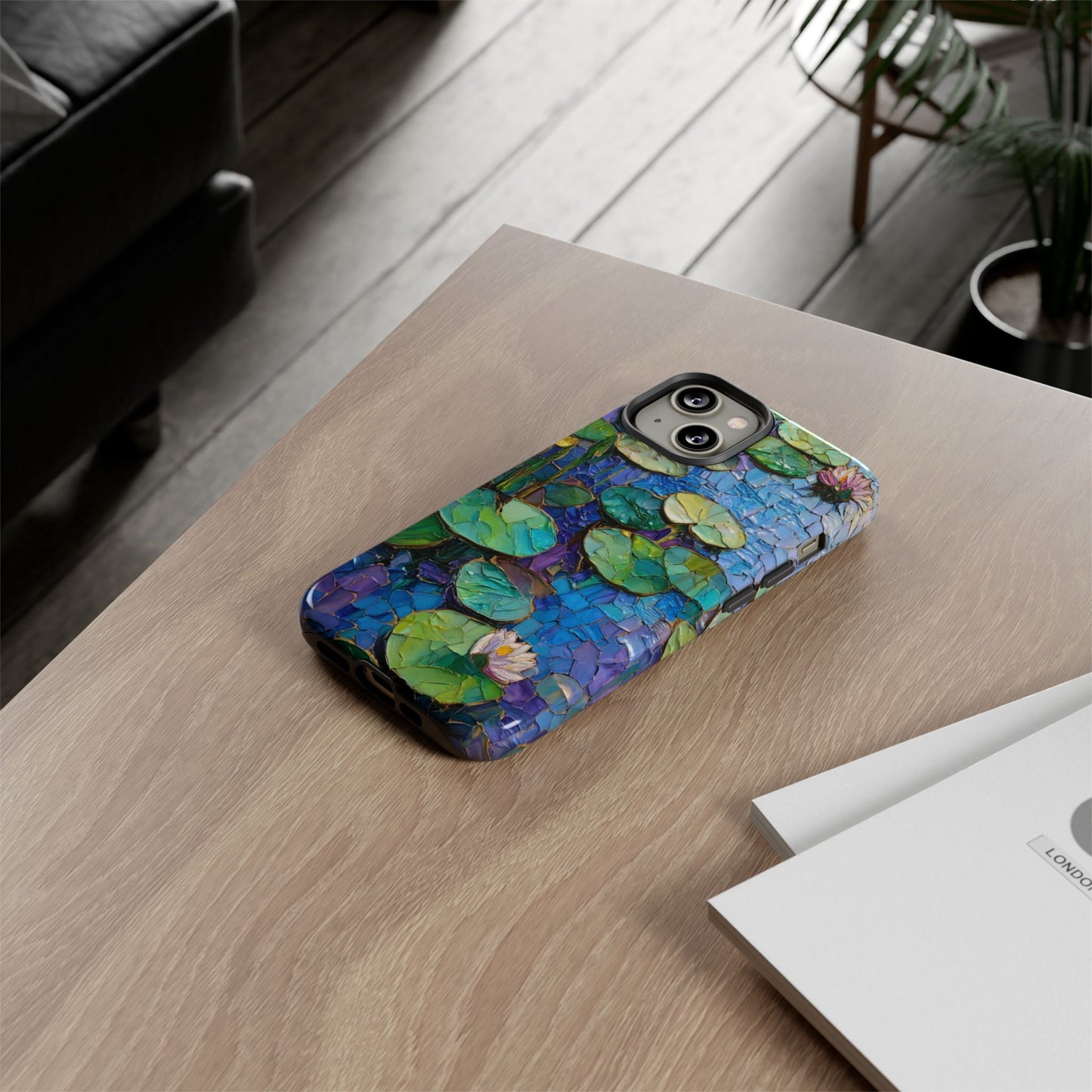 Lily Pad Phone Case, Impressionist Mosaic Botanical Cover, iPhone 15 16 17 Pro Air, Google Pixel 7 8 9 Pro, Samsung S23 S24 S25 S26 Ultra