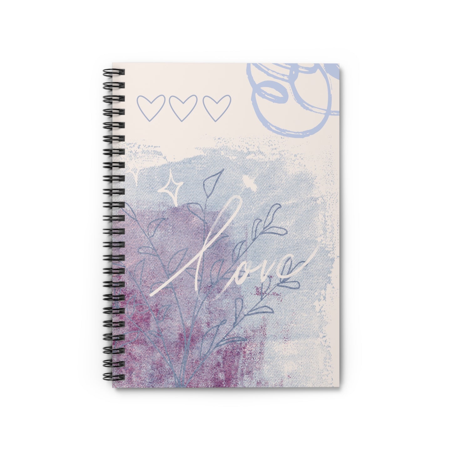Love Abstract Spiral Notebook Pastel Aesthetic Ruled Journal, Cute Heart Design Writing Pad, Romantic Gift for Stationery Lovers