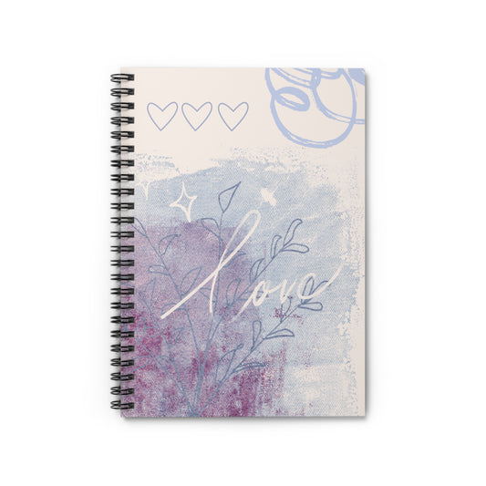Love Abstract Spiral Notebook Pastel Aesthetic Ruled Journal, Cute Heart Design Writing Pad, Romantic Gift for Stationery Lovers