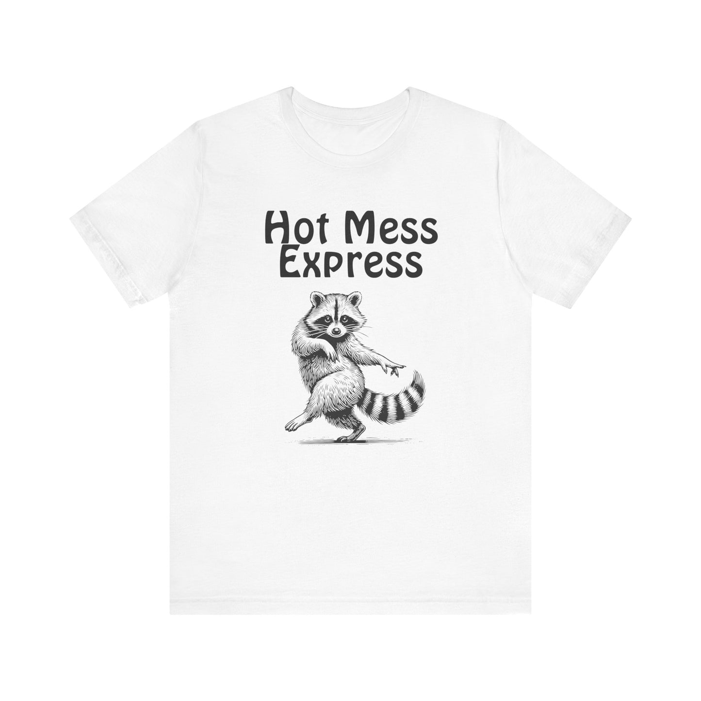 Hot Mess Express Raccoon T-Shirt Funny Graphic Tee, Humor Novelty Shirt, Animal Humor Gift