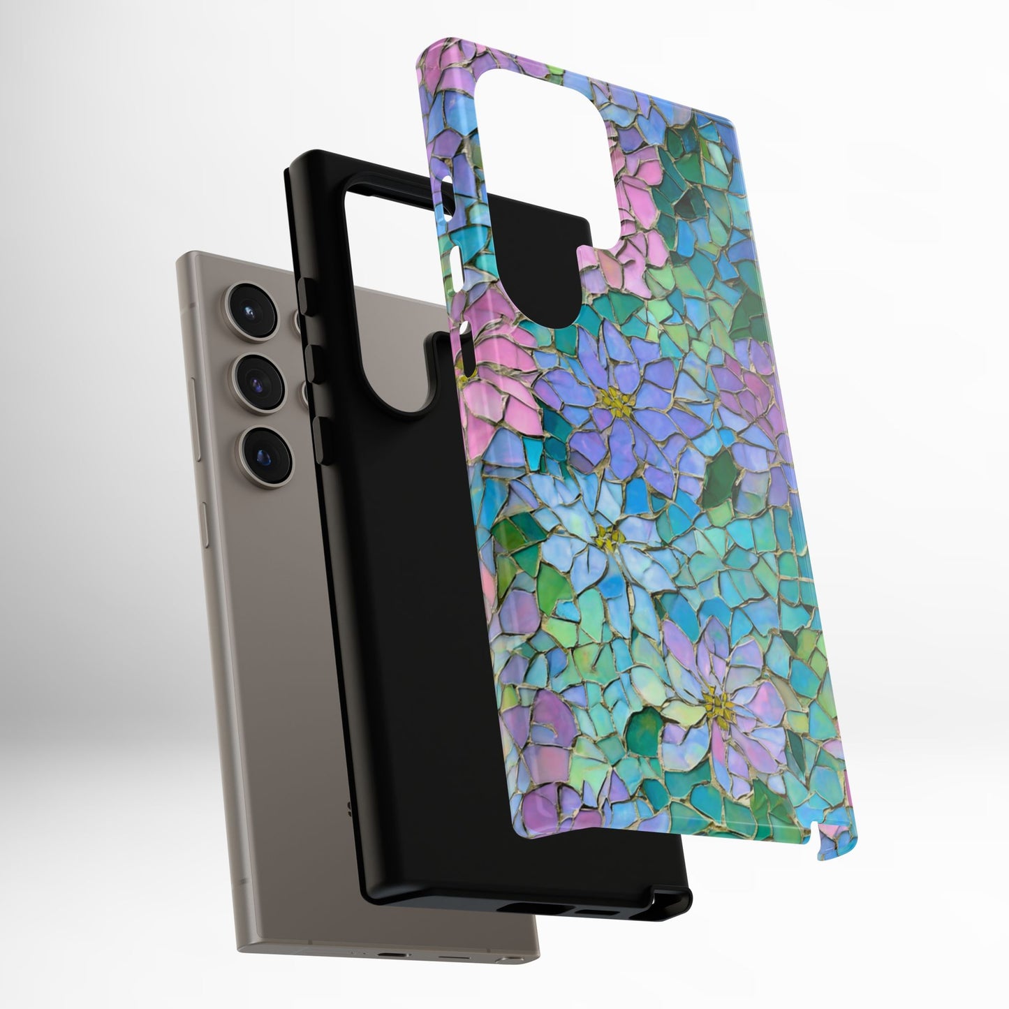 Mosaic Floral Phone Case, iPhone 17 Air Case, Pixel 9 Pro XL Cover, Samsung Galaxy 25 Plus Ultra Tough Case