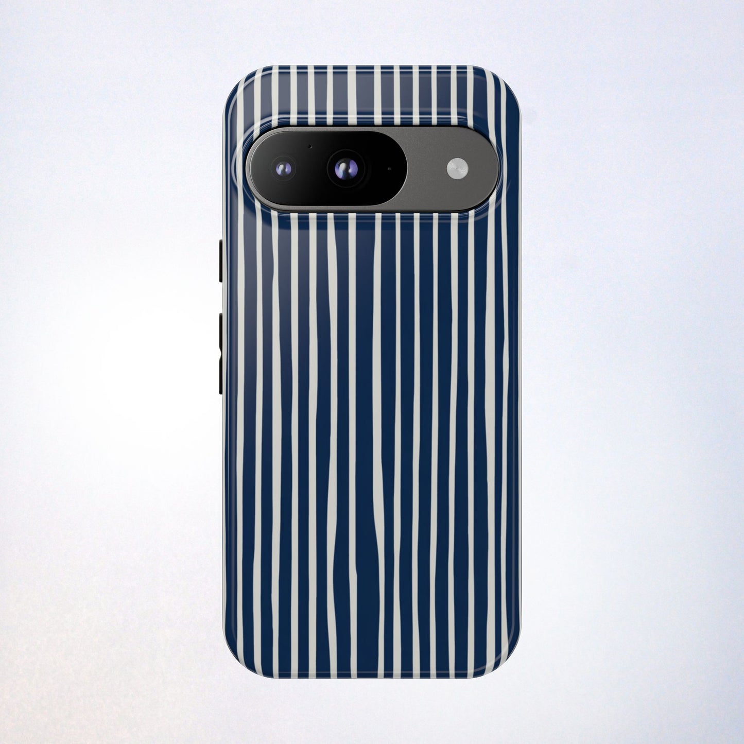 Navy Striped Phone Case | Minimalist Blue and White Stripe Design, Nautical Aesthetic Protective Cover