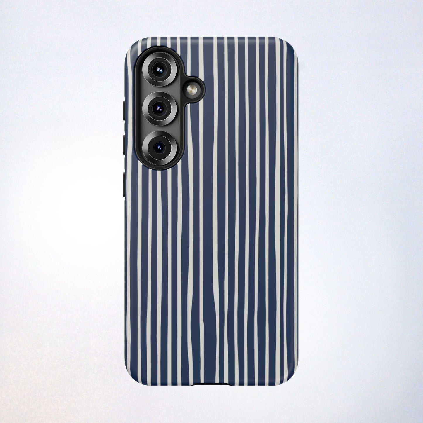 Navy Striped Phone Case | Minimalist Blue and White Stripe Design, Nautical Aesthetic Protective Cover