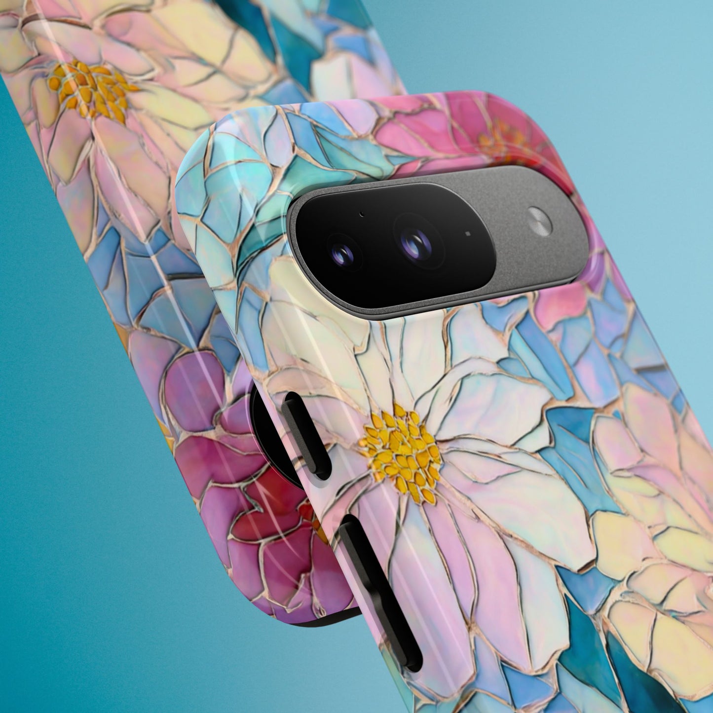 Floral Mosaic Phone Case, Colorful Flower Art Cover, Protective iPhone Samsung Pixel Case, New Phone Accessory, Gift for Friend