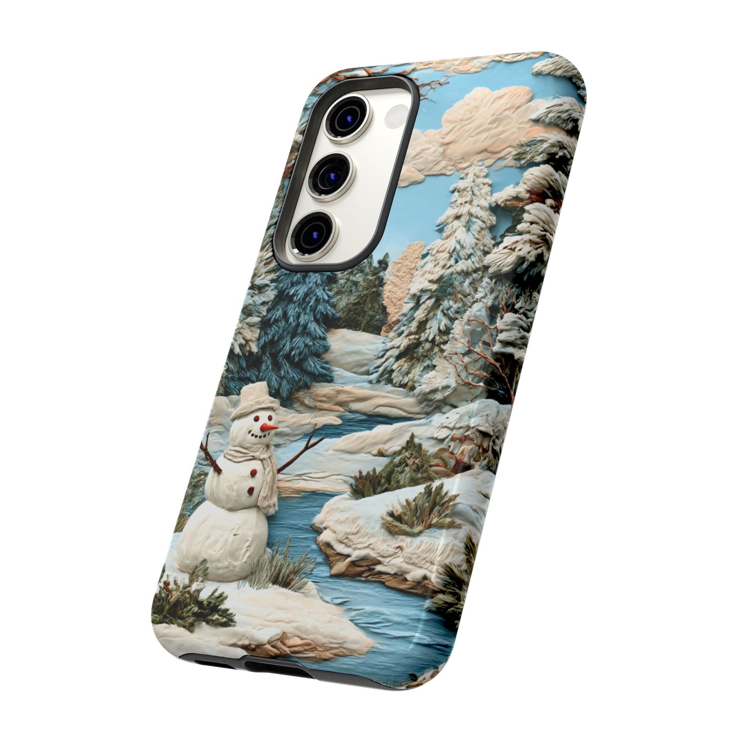 Snowman Winter Scene Phone Case Christmas Holiday Cover for iPhone Samsung Pixel