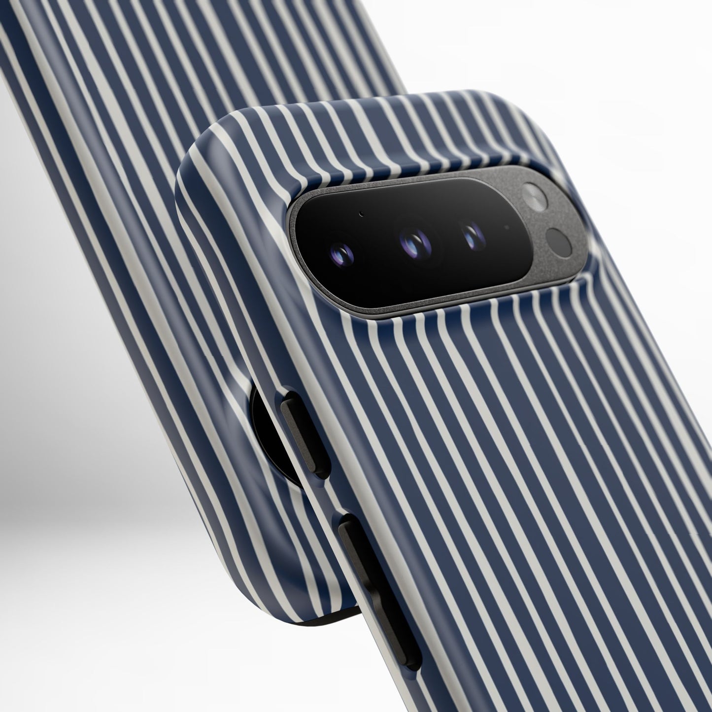 Navy Striped Phone Case | Minimalist Blue and White Stripe Design, Nautical Aesthetic Protective Cover