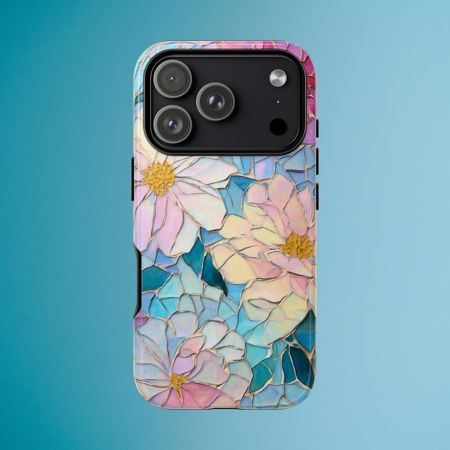 Floral Mosaic Phone Case, Colorful Flower Art Cover, Protective iPhone Samsung Pixel Case, New Phone Accessory, Gift for Friend
