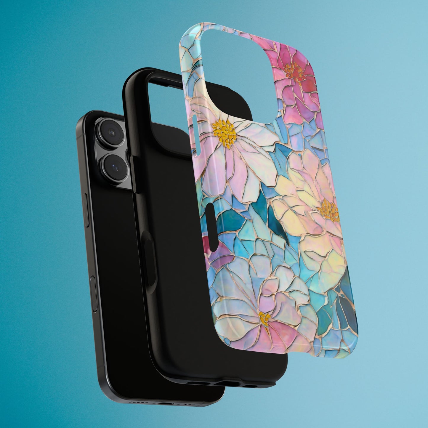 Floral Mosaic Phone Case, Colorful Flower Art Cover, Protective iPhone Samsung Pixel Case, New Phone Accessory, Gift for Friend