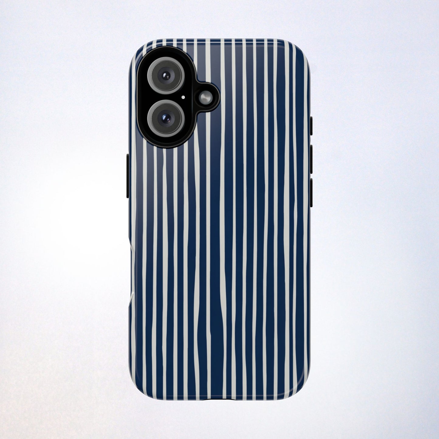 Navy Striped Phone Case | Minimalist Blue and White Stripe Design, Nautical Aesthetic Protective Cover