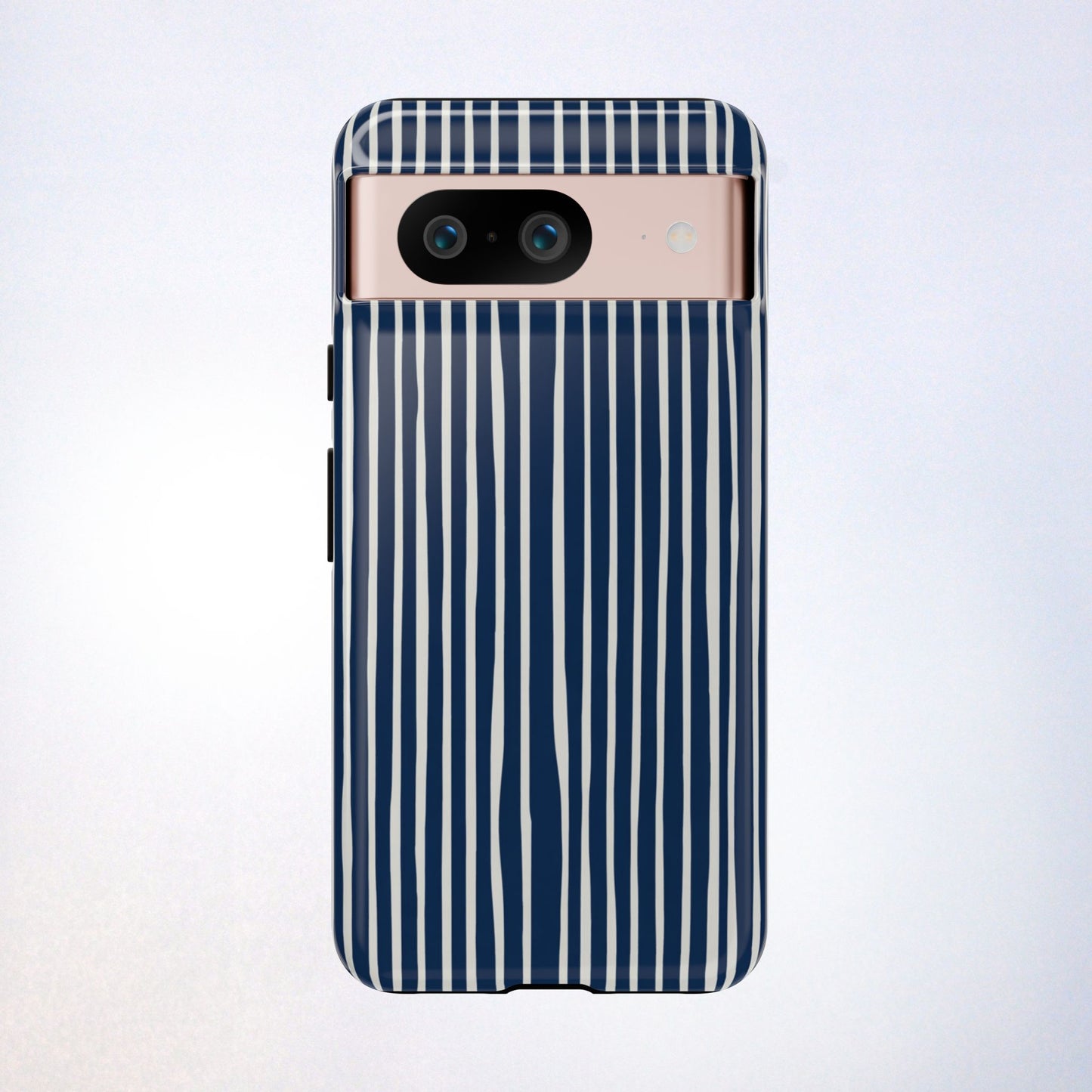 Navy Striped Phone Case | Minimalist Blue and White Stripe Design, Nautical Aesthetic Protective Cover