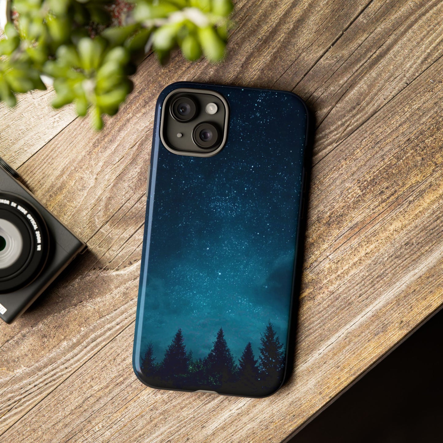 Dark Starry Night Phone Case - Winter Theme Phone Cover for iPhone, Pixel and Samsung Galaxy Models