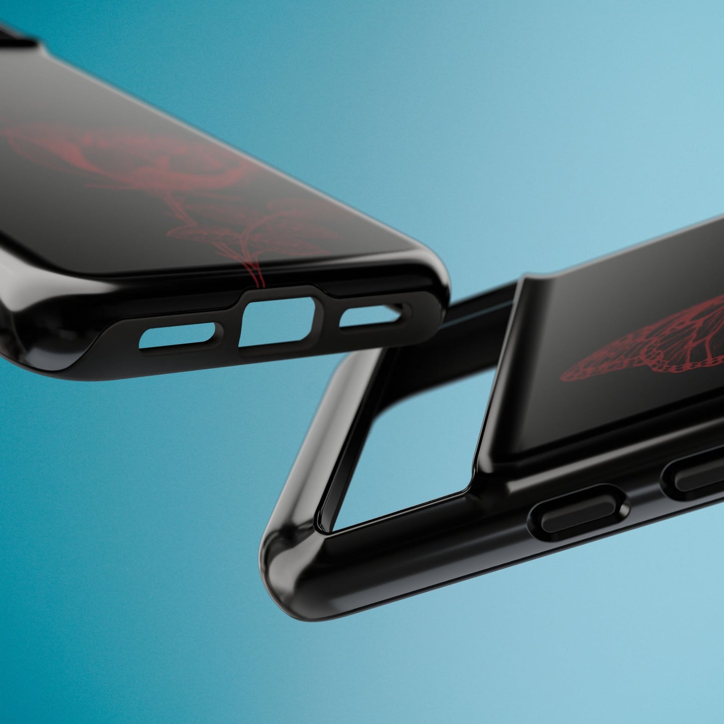 Black Rose and Butterfly Phone Case - Dark Academia Aesthetic Gothic iPhone, Galaxy and Pixel Cover