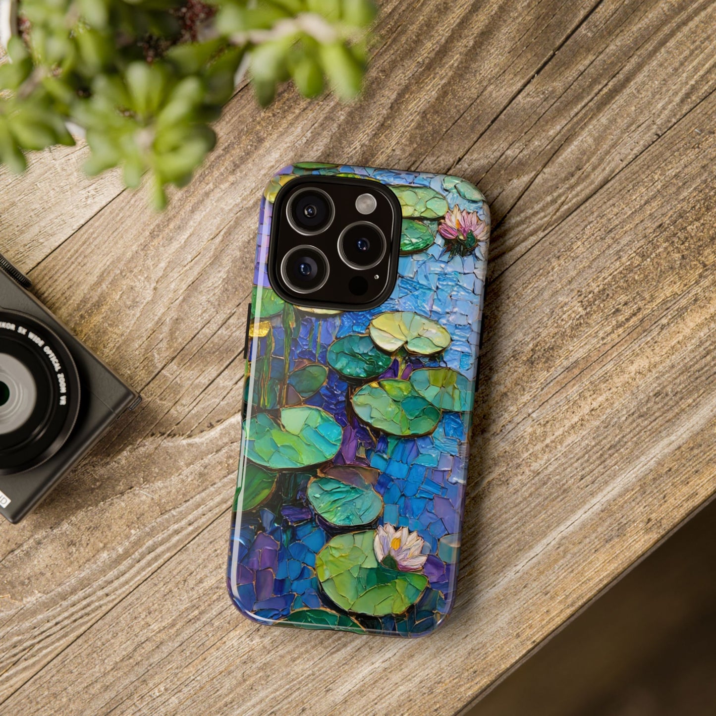 Lily Pad Phone Case, Impressionist Mosaic Botanical Cover, iPhone 15 16 17 Pro Air, Google Pixel 7 8 9 Pro, Samsung S23 S24 S25 S26 Ultra