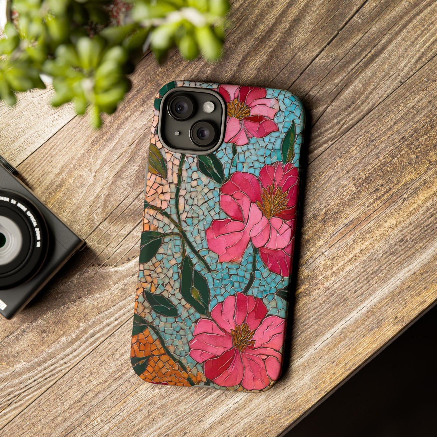 Bright Floral Mosaic Phone Case, iPhone 15 16 17 Pro Air Case, Pixel 9 Pro Cover, Samsung Galaxy 25 Pro Case