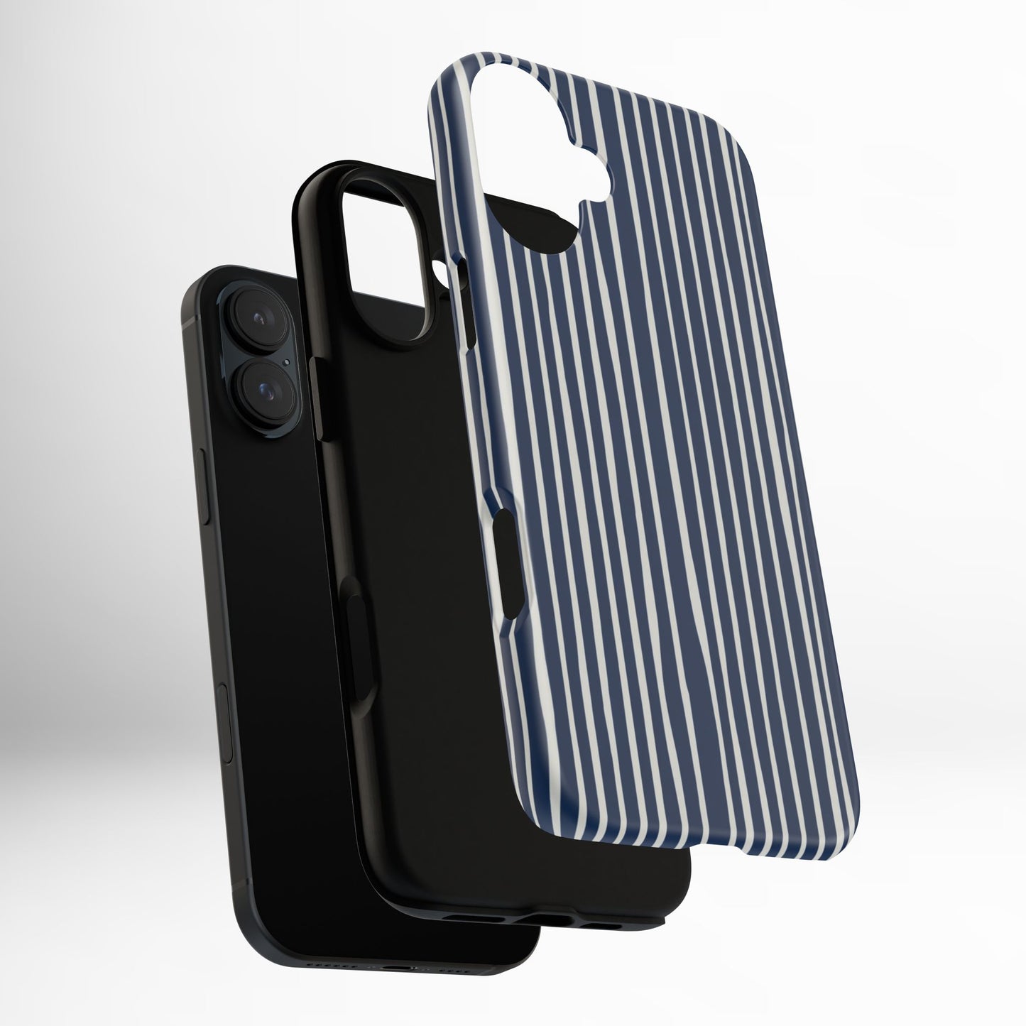 Navy Striped Phone Case | Minimalist Blue and White Stripe Design, Nautical Aesthetic Protective Cover