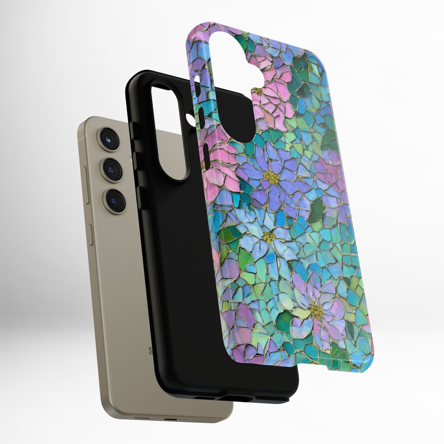 Mosaic Floral Phone Case, iPhone 17 Air Case, Pixel 9 Pro XL Cover, Samsung Galaxy 25 Plus Ultra Tough Case
