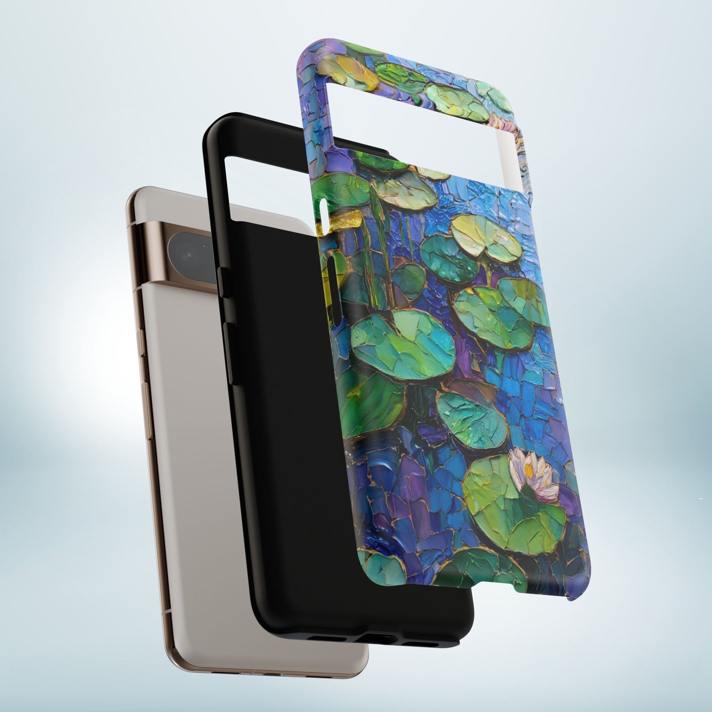 Lily Pad Phone Case, Impressionist Mosaic Botanical Cover, iPhone 15 16 17 Pro Air, Google Pixel 7 8 9 Pro, Samsung S23 S24 S25 S26 Ultra