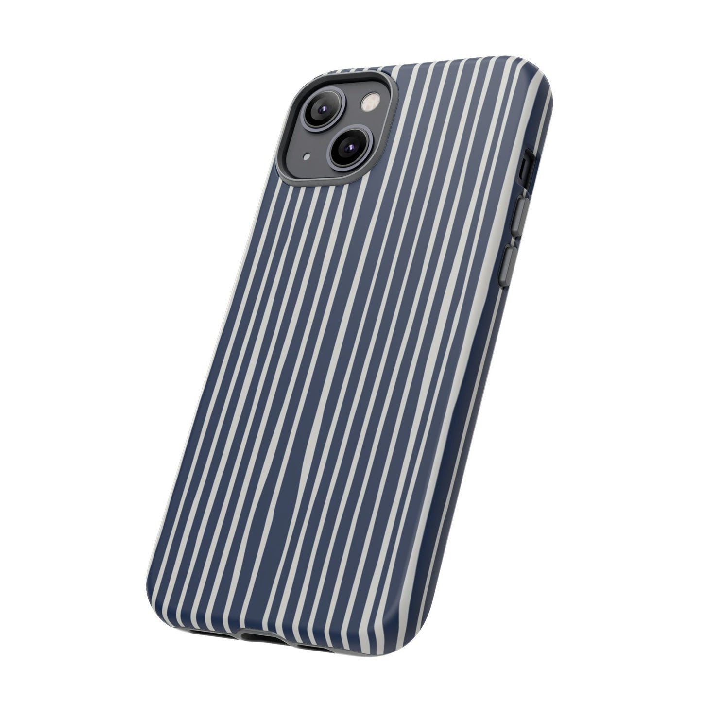 Navy Striped Phone Case | Minimalist Blue and White Stripe Design, Nautical Aesthetic Protective Cover