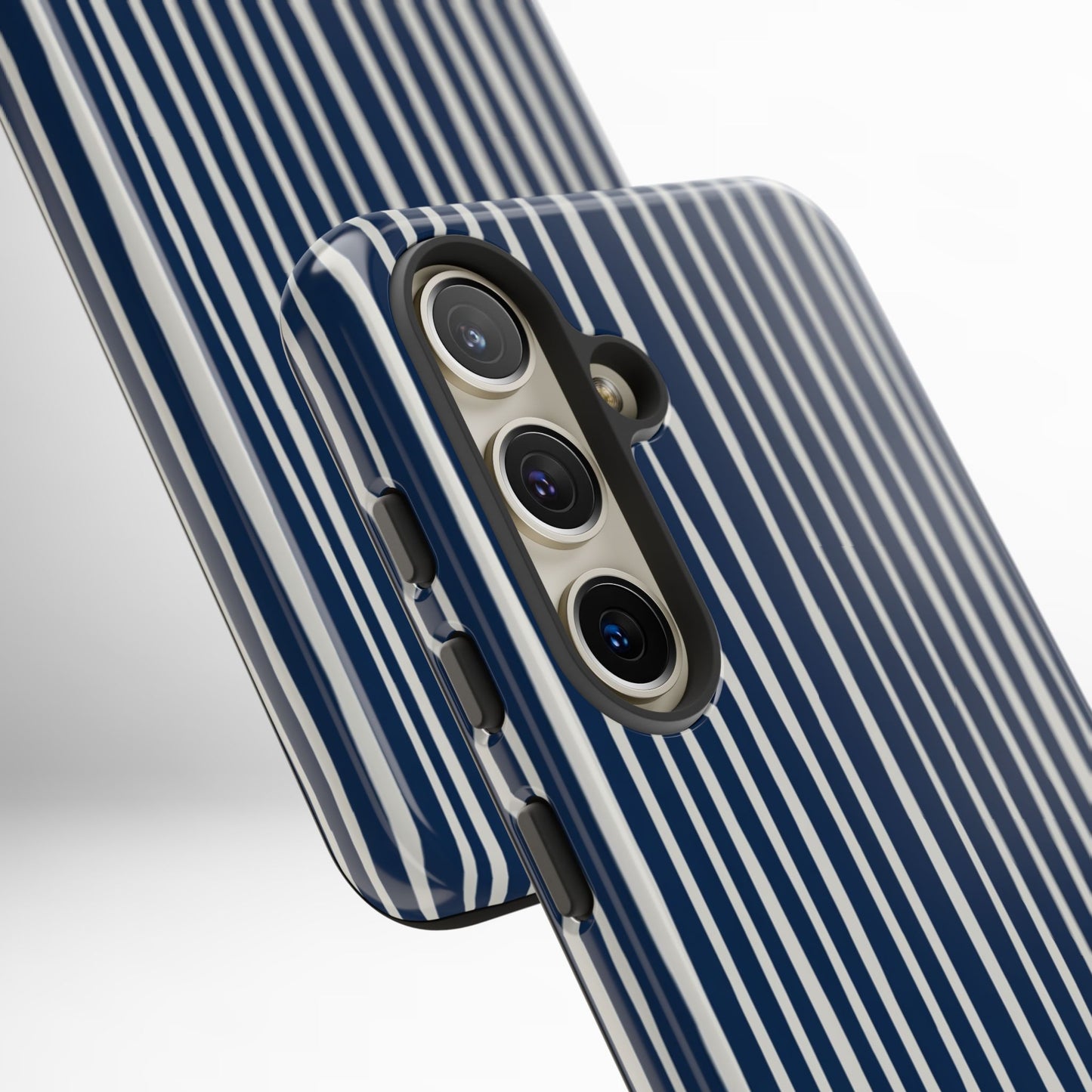 Navy Striped Phone Case | Minimalist Blue and White Stripe Design, Nautical Aesthetic Protective Cover