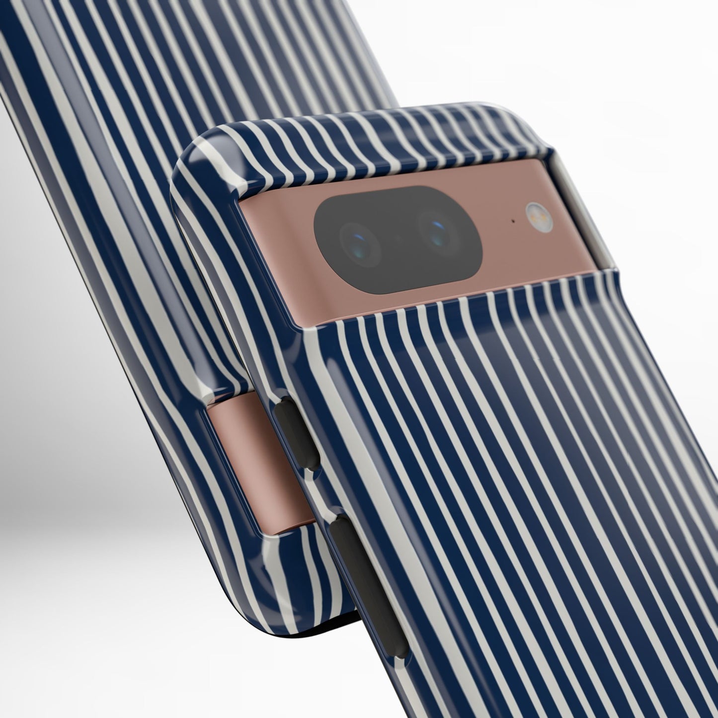 Navy Striped Phone Case | Minimalist Blue and White Stripe Design, Nautical Aesthetic Protective Cover