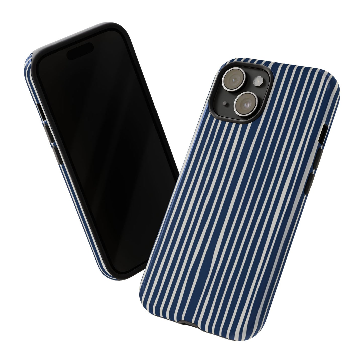 Navy Striped Phone Case | Minimalist Blue and White Stripe Design, Nautical Aesthetic Protective Cover