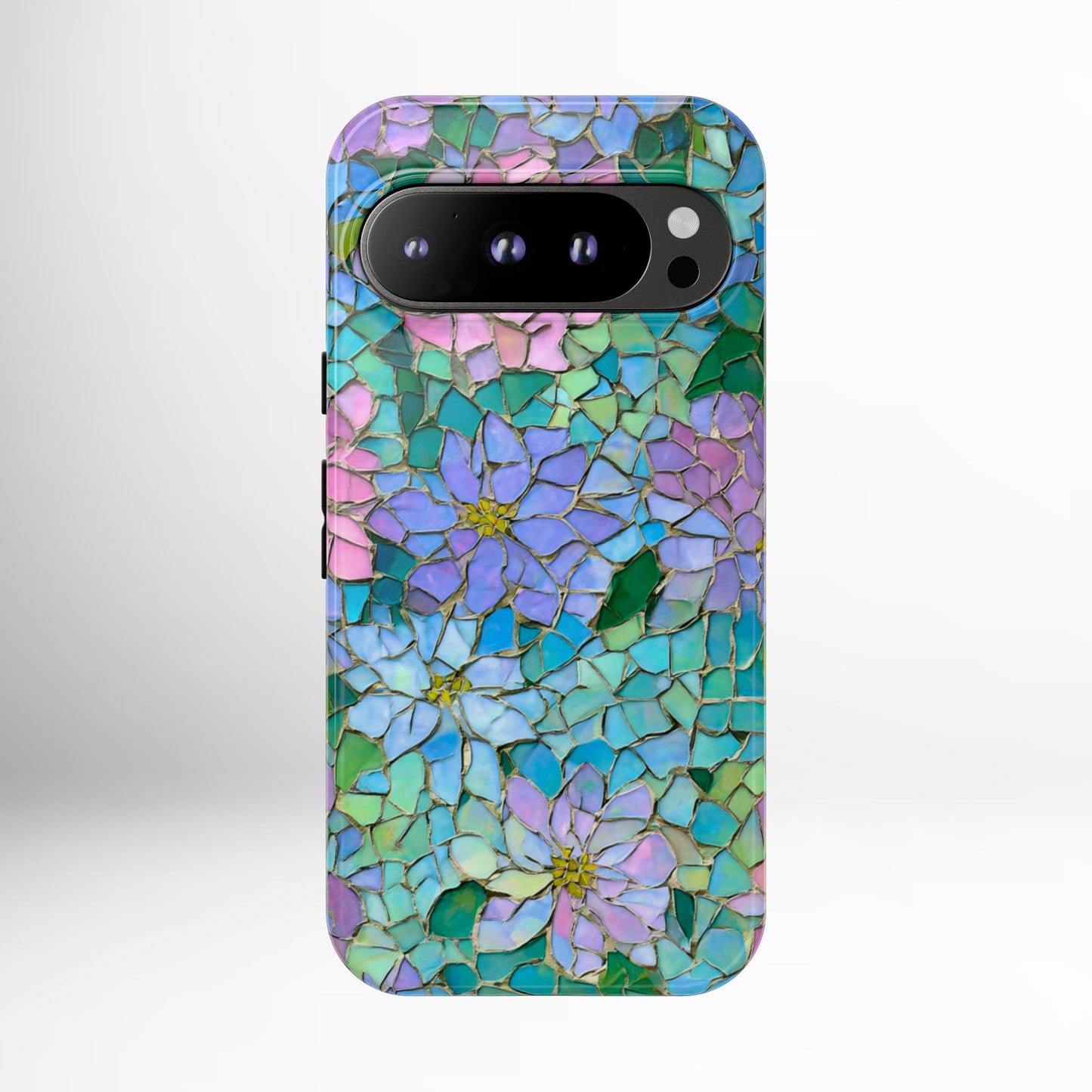 Mosaic Floral Phone Case, iPhone 17 Air Case, Pixel 9 Pro XL Cover, Samsung Galaxy 25 Plus Ultra Tough Case
