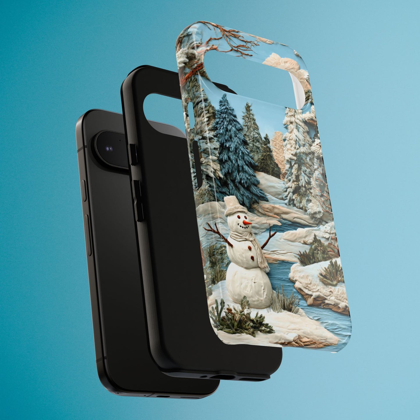 Snowman Winter Scene Phone Case Christmas Holiday Cover for iPhone Samsung Pixel