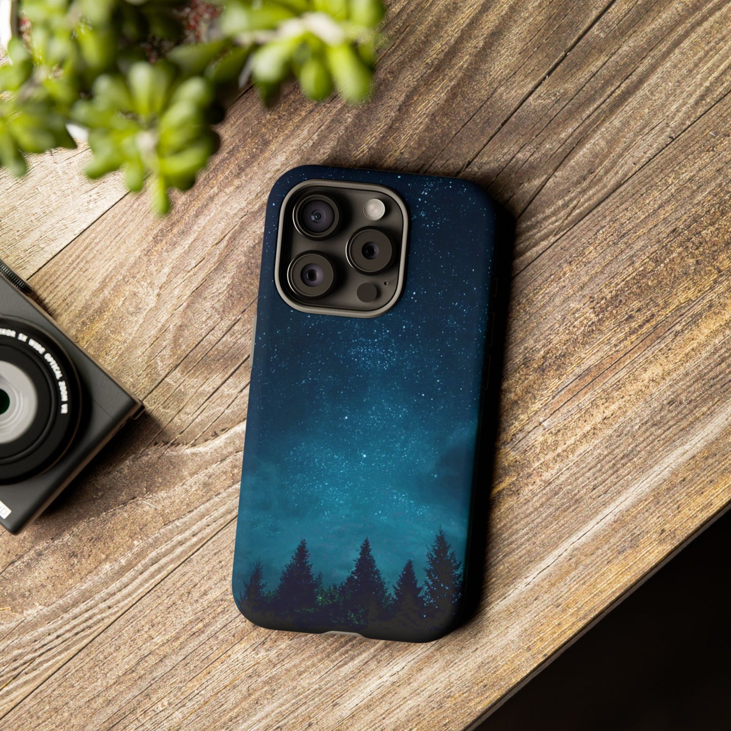 Dark Starry Night Phone Case - Winter Theme Phone Cover for iPhone, Pixel and Samsung Galaxy Models