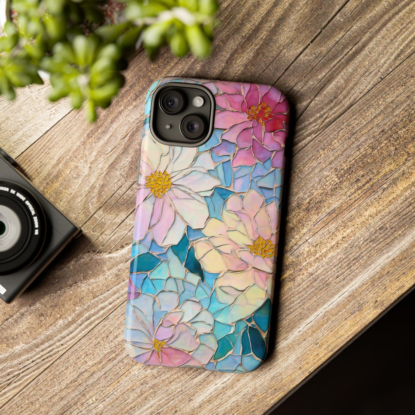 Floral Mosaic Phone Case, Colorful Flower Art Cover, Protective iPhone Samsung Pixel Case, New Phone Accessory, Gift for Friend